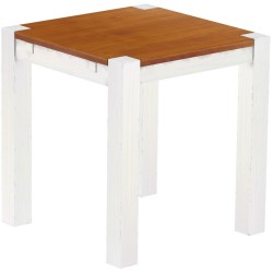 Esstisch 73x73 Rio Kanto Kirschbaum Weiss massiver Pinien Holztisch - vorgerichtet für Ansteckplatten - Tisch ausziehbar