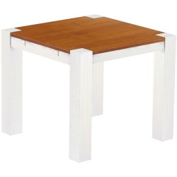 Esstisch 90x90 Rio Kanto Kirschbaum Weiss massiver Pinien Holztisch - vorgerichtet für Ansteckplatten - Tisch ausziehbar