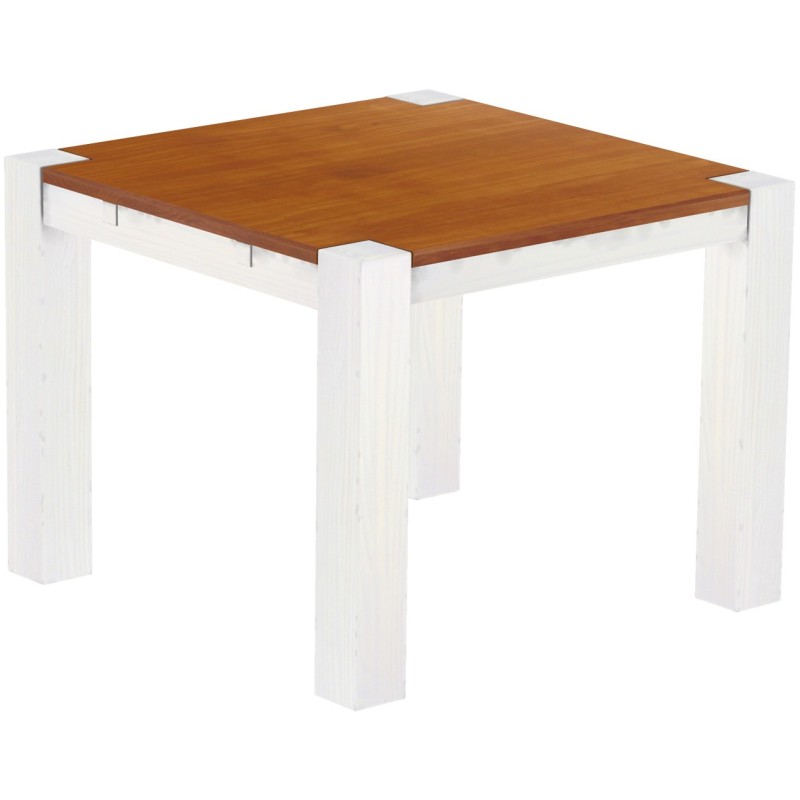 Esstisch 100x100 Rio Kanto Kirschbaum Weiss massiver Pinien Holztisch - vorgerichtet für Ansteckplatten - Tisch ausziehbar