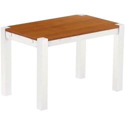 Esstisch 120x73 Rio Kanto Kirschbaum Weiss massiver Pinien Holztisch - vorgerichtet für Ansteckplatten - Tisch ausziehbar