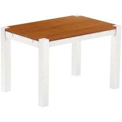 Esstisch 120x80 Rio Kanto Kirschbaum Weiss massiver Pinien Holztisch - vorgerichtet für Ansteckplatten - Tisch ausziehbar