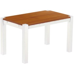 Esstisch 130x80 Rio Kanto Kirschbaum Weiss massiver Pinien Holztisch - vorgerichtet für Ansteckplatten - Tisch ausziehbar