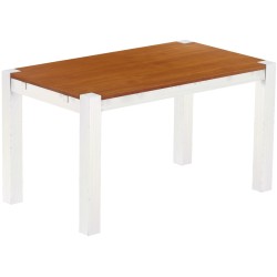 Esstisch 140x80 Rio Kanto Kirschbaum Weiss massiver Pinien Holztisch - vorgerichtet für Ansteckplatten - Tisch ausziehbar