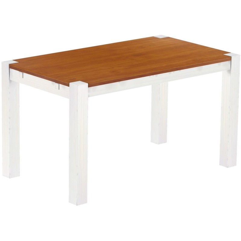 Esstisch 140x80 Rio Kanto Kirschbaum Weiss massiver Pinien Holztisch - vorgerichtet für Ansteckplatten - Tisch ausziehbar