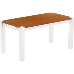 Esstisch 160x80 Rio Kanto Kirschbaum Weiss massiver Pinien Holztisch - vorgerichtet für Ansteckplatten - Tisch ausziehbar