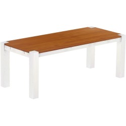 Esstisch 208x90 Rio Kanto Kirschbaum Weiss massiver Pinien Holztisch - vorgerichtet für Ansteckplatten - Tisch ausziehbar