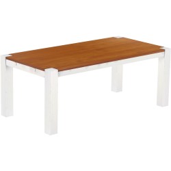Esstisch 200x100 Rio Kanto Kirschbaum Weiss massiver Pinien Holztisch - vorgerichtet für Ansteckplatten - Tisch ausziehbar