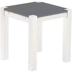 Esstisch 73x73 Rio Kanto Seidengrau Weiss massiver Pinien Holztisch - vorgerichtet für Ansteckplatten - Tisch ausziehbar