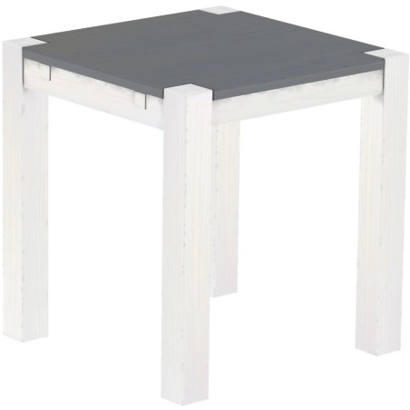 Esstisch 73x73 Rio Kanto Seidengrau Weiss massiver Pinien Holztisch - vorgerichtet für Ansteckplatten - Tisch ausziehbar
