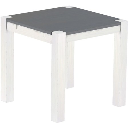 Esstisch 80x80 Rio Kanto Seidengrau Weiss massiver Pinien Holztisch - vorgerichtet für Ansteckplatten - Tisch ausziehbar