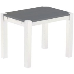 Esstisch 100x73 Rio Kanto Seidengrau Weiss massiver Pinien Holztisch - vorgerichtet für Ansteckplatten - Tisch ausziehbar