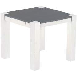Esstisch 90x90 Rio Kanto Seidengrau Weiss massiver Pinien Holztisch - vorgerichtet für Ansteckplatten - Tisch ausziehbar