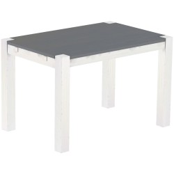 Esstisch 120x80 Rio Kanto Seidengrau Weiss massiver Pinien Holztisch - vorgerichtet für Ansteckplatten - Tisch ausziehbar