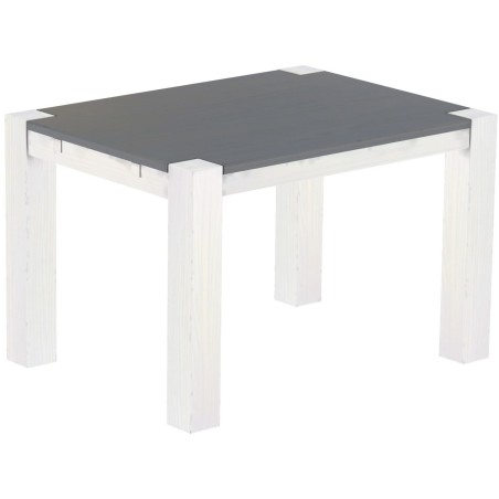 Esstisch 120x90 Rio Kanto Seidengrau Weiss massiver Pinien Holztisch - vorgerichtet für Ansteckplatten - Tisch ausziehbar