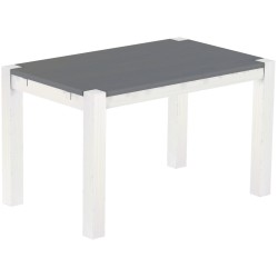 Esstisch 130x80 Rio Kanto Seidengrau Weiss massiver Pinien Holztisch - vorgerichtet für Ansteckplatten - Tisch ausziehbar
