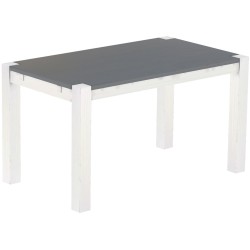 Esstisch 140x80 Rio Kanto Seidengrau Weiss massiver Pinien Holztisch - vorgerichtet für Ansteckplatten - Tisch ausziehbar