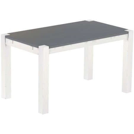 Esstisch 140x80 Rio Kanto Seidengrau Weiss massiver Pinien Holztisch - vorgerichtet für Ansteckplatten - Tisch ausziehbar