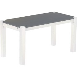 Esstisch 150x73 Rio Kanto Seidengrau Weiss massiver Pinien Holztisch - vorgerichtet für Ansteckplatten - Tisch ausziehbar