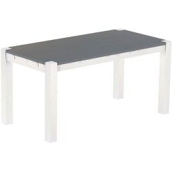 Esstisch 160x80 Rio Kanto Seidengrau Weiss massiver Pinien Holztisch - vorgerichtet für Ansteckplatten - Tisch ausziehbar