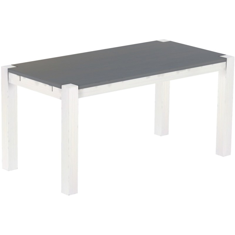 Esstisch 160x80 Rio Kanto Seidengrau Weiss massiver Pinien Holztisch - vorgerichtet für Ansteckplatten - Tisch ausziehbar