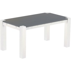 Esstisch 160x90 Rio Kanto Seidengrau Weiss massiver Pinien Holztisch - vorgerichtet für Ansteckplatten - Tisch ausziehbar