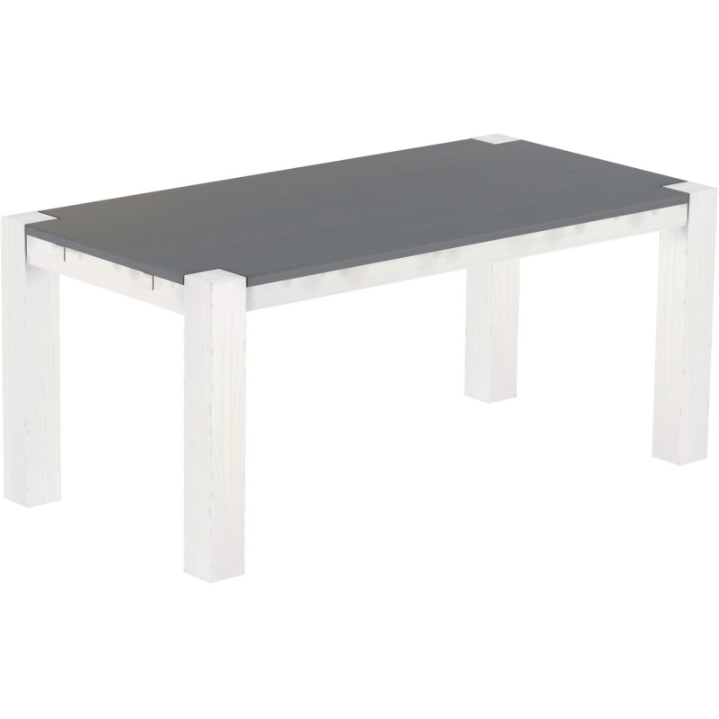 Esstisch 180x90 Rio Kanto Seidengrau Weiss massiver Pinien Holztisch - vorgerichtet für Ansteckplatten - Tisch ausziehbar