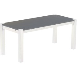 Esstisch 180x80 Rio Kanto Seidengrau Weiss massiver Pinien Holztisch - vorgerichtet für Ansteckplatten - Tisch ausziehbar
