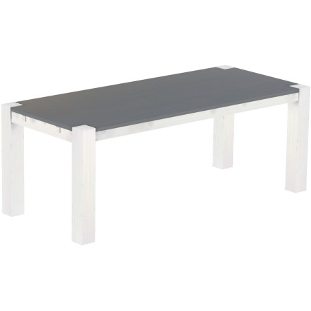 Esstisch 208x90 Rio Kanto Seidengrau Weiss massiver Pinien Holztisch - vorgerichtet für Ansteckplatten - Tisch ausziehbar