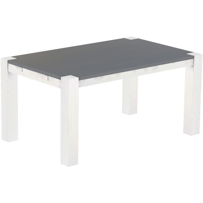 Esstisch 160x100 Rio Kanto Seidengrau Weiss massiver Pinien Holztisch - vorgerichtet für Ansteckplatten - Tisch ausziehbar