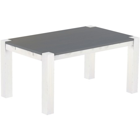 Esstisch 160x100 Rio Kanto Seidengrau Weiss massiver Pinien Holztisch - vorgerichtet für Ansteckplatten - Tisch ausziehbar