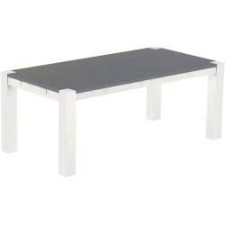 Esstisch 200x100 Rio Kanto Seidengrau Weiss massiver Pinien Holztisch - vorgerichtet für Ansteckplatten - Tisch ausziehbar