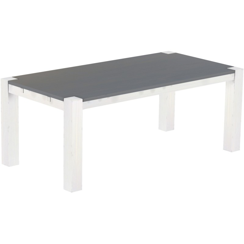 Esstisch 200x100 Rio Kanto Seidengrau Weiss massiver Pinien Holztisch - vorgerichtet für Ansteckplatten - Tisch ausziehbar