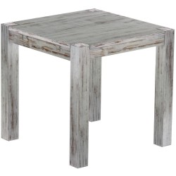 Esstisch 80x80 Rio Kanto Shabby Eiche massiver Pinien Holztisch - vorgerichtet für Ansteckplatten - Tisch ausziehbar