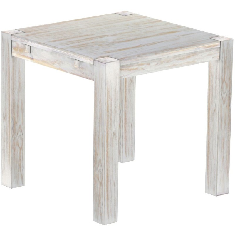 Esstisch 80x80 Rio Kanto Shabby Brasil massiver Pinien Holztisch - vorgerichtet für Ansteckplatten - Tisch ausziehbar