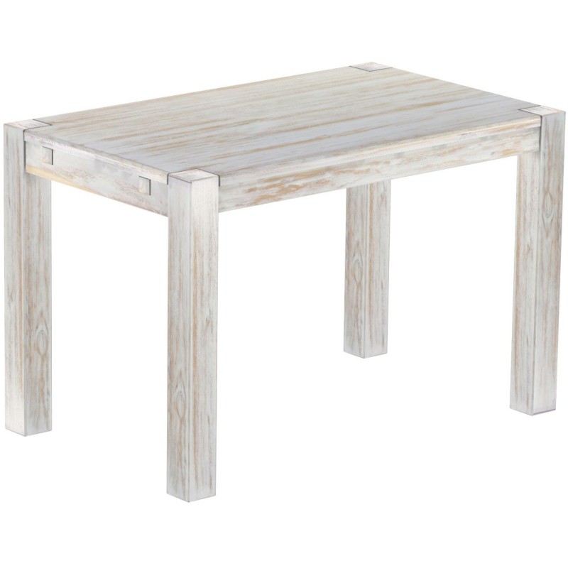 Esstisch 120x73 Rio Kanto Shabby Brasil massiver Pinien Holztisch - vorgerichtet für Ansteckplatten - Tisch ausziehbar