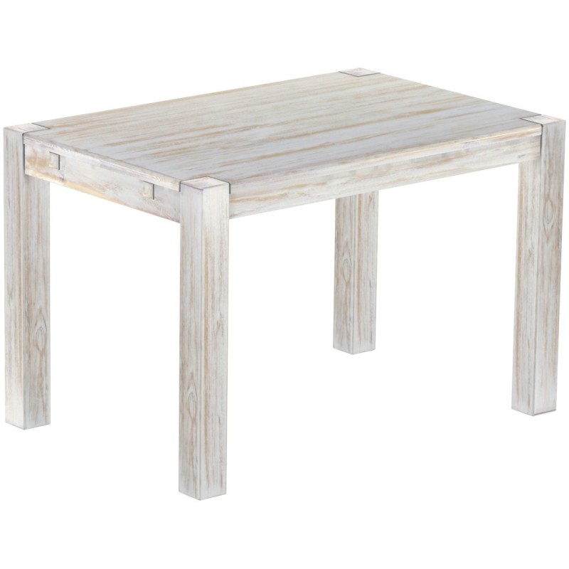 Esstisch 120x80 Rio Kanto Shabby Brasil massiver Pinien Holztisch - vorgerichtet für Ansteckplatten - Tisch ausziehbar