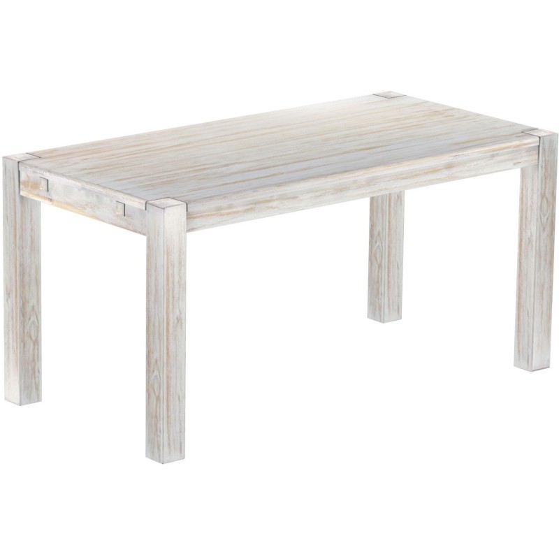 Esstisch 160x80 Rio Kanto Shabby Brasil massiver Pinien Holztisch - vorgerichtet für Ansteckplatten - Tisch ausziehbar