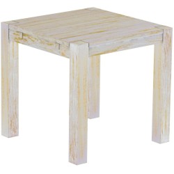 Esstisch 80x80 Rio Kanto Shabby Honig massiver Pinien Holztisch - vorgerichtet für Ansteckplatten - Tisch ausziehbar