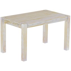 Esstisch 130x80 Rio Kanto Shabby Honig massiver Pinien Holztisch - vorgerichtet für Ansteckplatten - Tisch ausziehbar