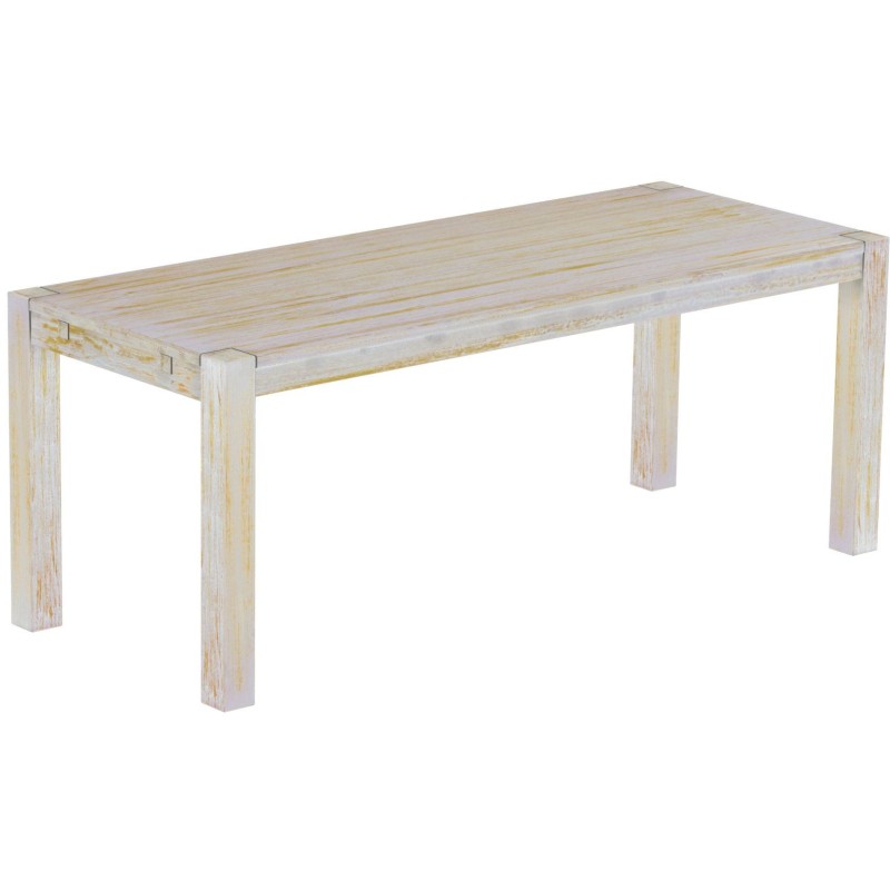 Esstisch 200x80 Rio Kanto Shabby Honig massiver Pinien Holztisch - vorgerichtet für Ansteckplatten - Tisch ausziehbar