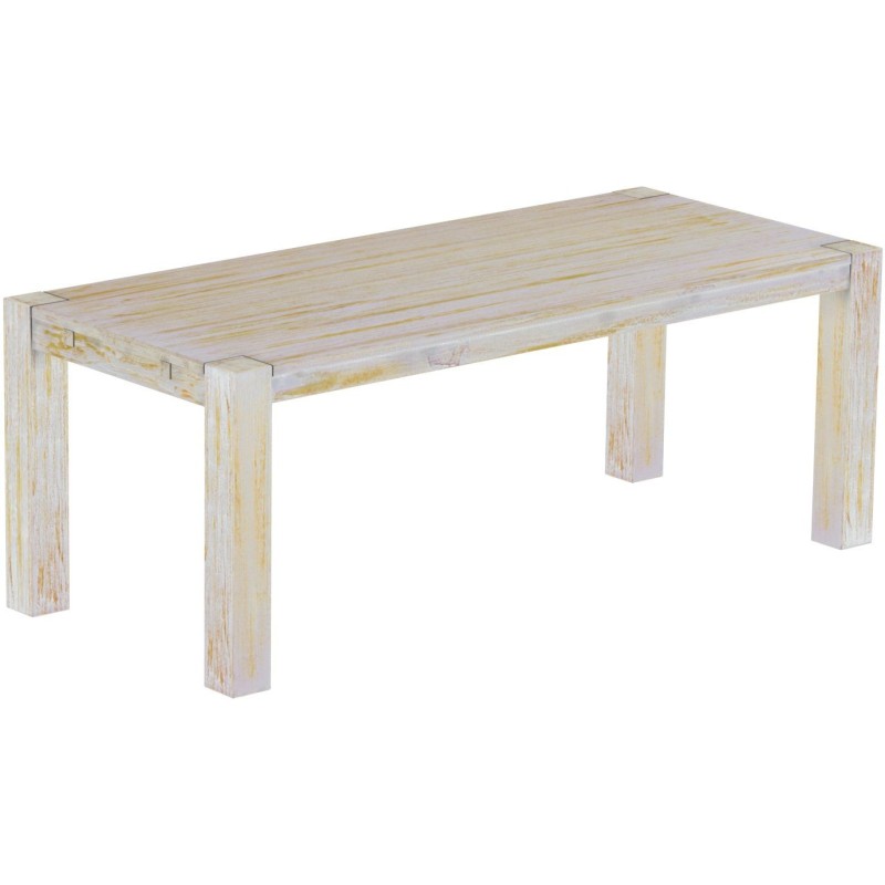 Esstisch 208x90 Rio Kanto Shabby Honig massiver Pinien Holztisch - vorgerichtet für Ansteckplatten - Tisch ausziehbar