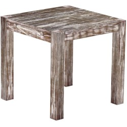 Esstisch 80x80 Rio Kanto Shabby Antik Eiche massiver Pinien Holztisch - vorgerichtet für Ansteckplatten - Tisch ausziehbar