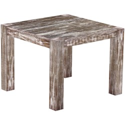 Esstisch 100x100 Rio Kanto Shabby Antik Eiche massiver Pinien Holztisch - vorgerichtet für Ansteckplatten - Tisch ausziehbar