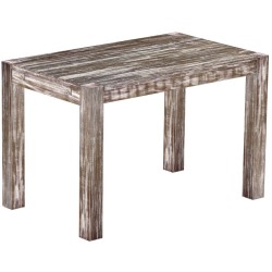 Esstisch 120x73 Rio Kanto Shabby Antik Eiche massiver Pinien Holztisch - vorgerichtet für Ansteckplatten - Tisch ausziehbar