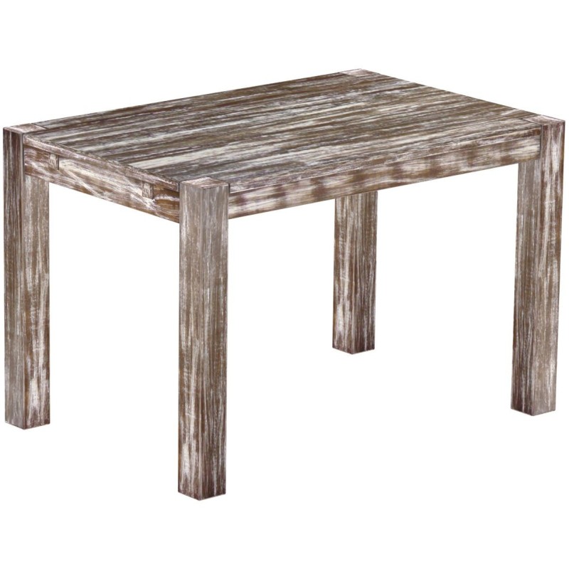 Esstisch 120x80 Rio Kanto Shabby Antik Eiche massiver Pinien Holztisch - vorgerichtet für Ansteckplatten - Tisch ausziehbar