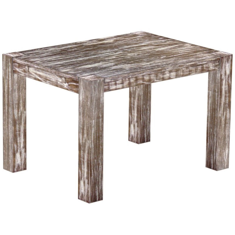 Esstisch 120x90 Rio Kanto Shabby Antik Eiche massiver Pinien Holztisch - vorgerichtet für Ansteckplatten - Tisch ausziehbar