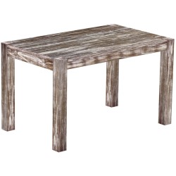 Esstisch 130x80 Rio Kanto Shabby Antik Eiche massiver Pinien Holztisch - vorgerichtet für Ansteckplatten - Tisch ausziehbar