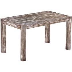 Esstisch 140x80 Rio Kanto Shabby Antik Eiche massiver Pinien Holztisch - vorgerichtet für Ansteckplatten - Tisch ausziehbar