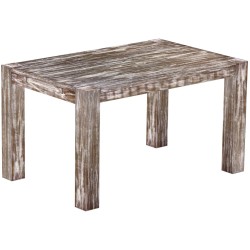 Esstisch 140x90 Rio Kanto Shabby Antik Eiche massiver Pinien Holztisch - vorgerichtet für Ansteckplatten - Tisch ausziehbar