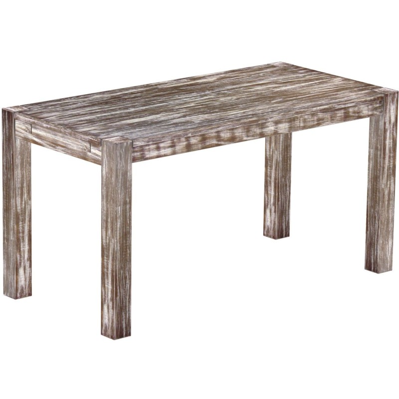 Esstisch 150x73 Rio Kanto Shabby Antik Eiche massiver Pinien Holztisch - vorgerichtet für Ansteckplatten - Tisch ausziehbar